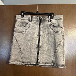 Express Zip Front Extreme High Rise Acid-Wash Skirt